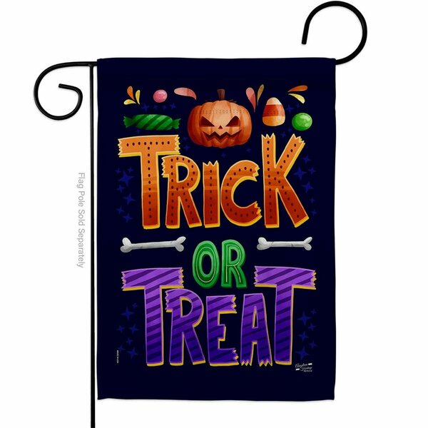 Patio Trasero 13 x 18.5 in. Trick or Treat Garden Flag with Fall Halloween Double-Sided Decorative Vertical Flags PA3910181